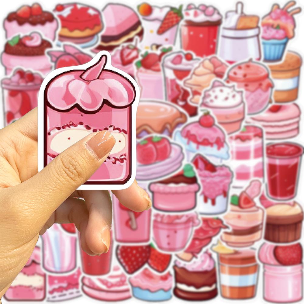 50 Pink Desserts INS Style Graffiti Stickers Decorate Guitar Laptop Suitcase DIY Waterproof