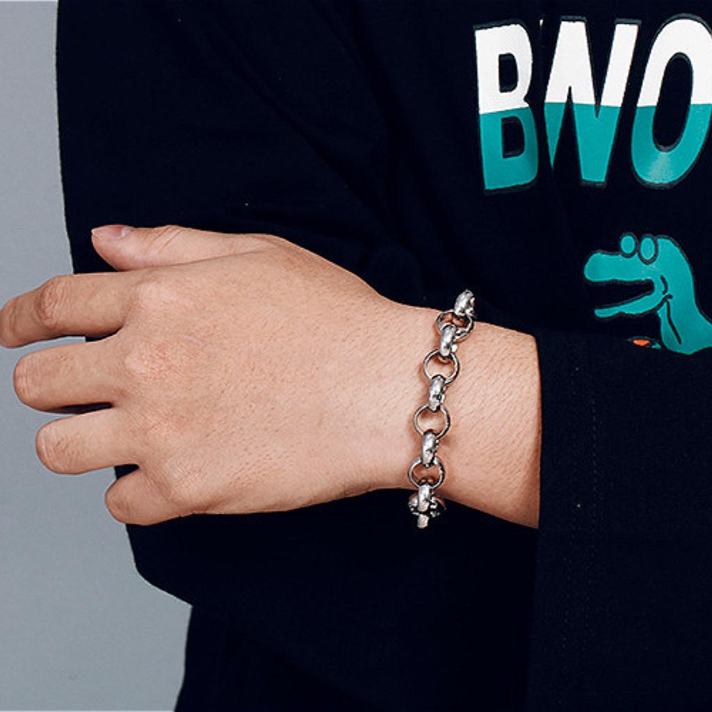 O-shaped Round Stainless Steel Bracelet Men and Women Punk Style Chain