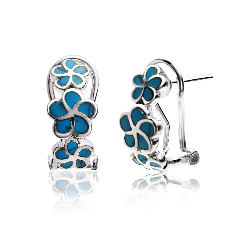 

earrings hawaiian jewelry [LocoMocoAloha] turquoise plumeria hoop circle [Genuine product] jewelry gift wrapping kit set