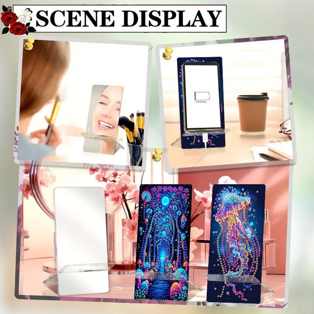 2Pcs Acrylic DIY Animals Flower Diamond Painting Phone Holder Rhinestone Phone Mount Smartphone Support for Adults Beginners