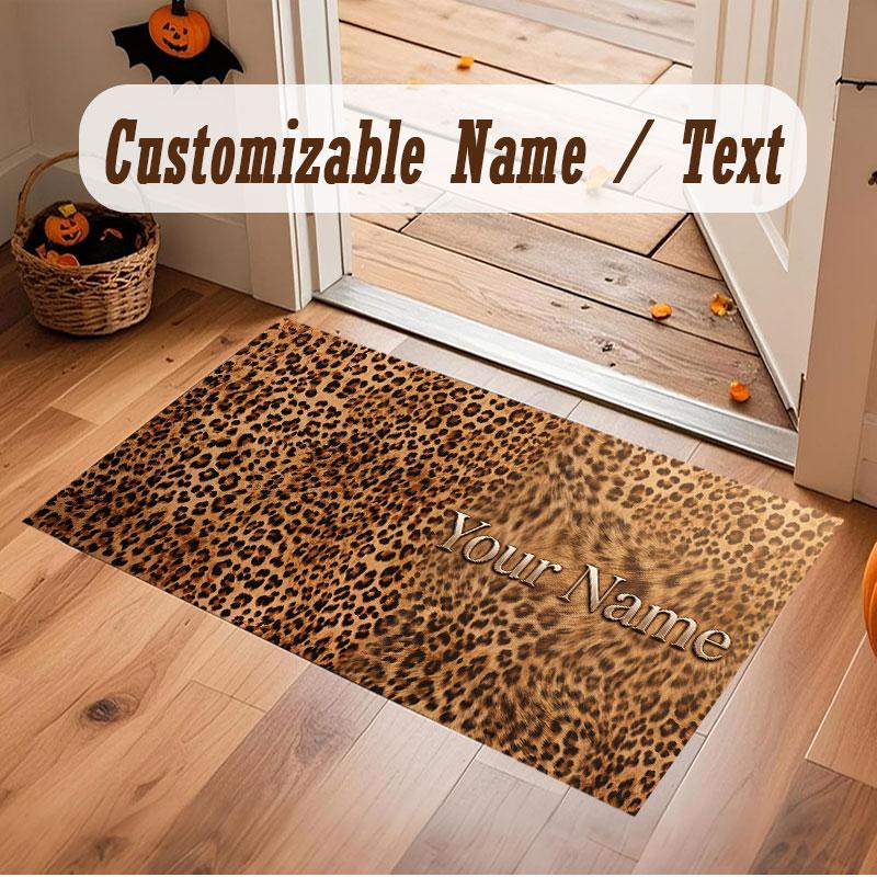 Animals Theme Crystal Velvet Floor Rug Personalized Custom Name Text Warm Carpet Home Decoration