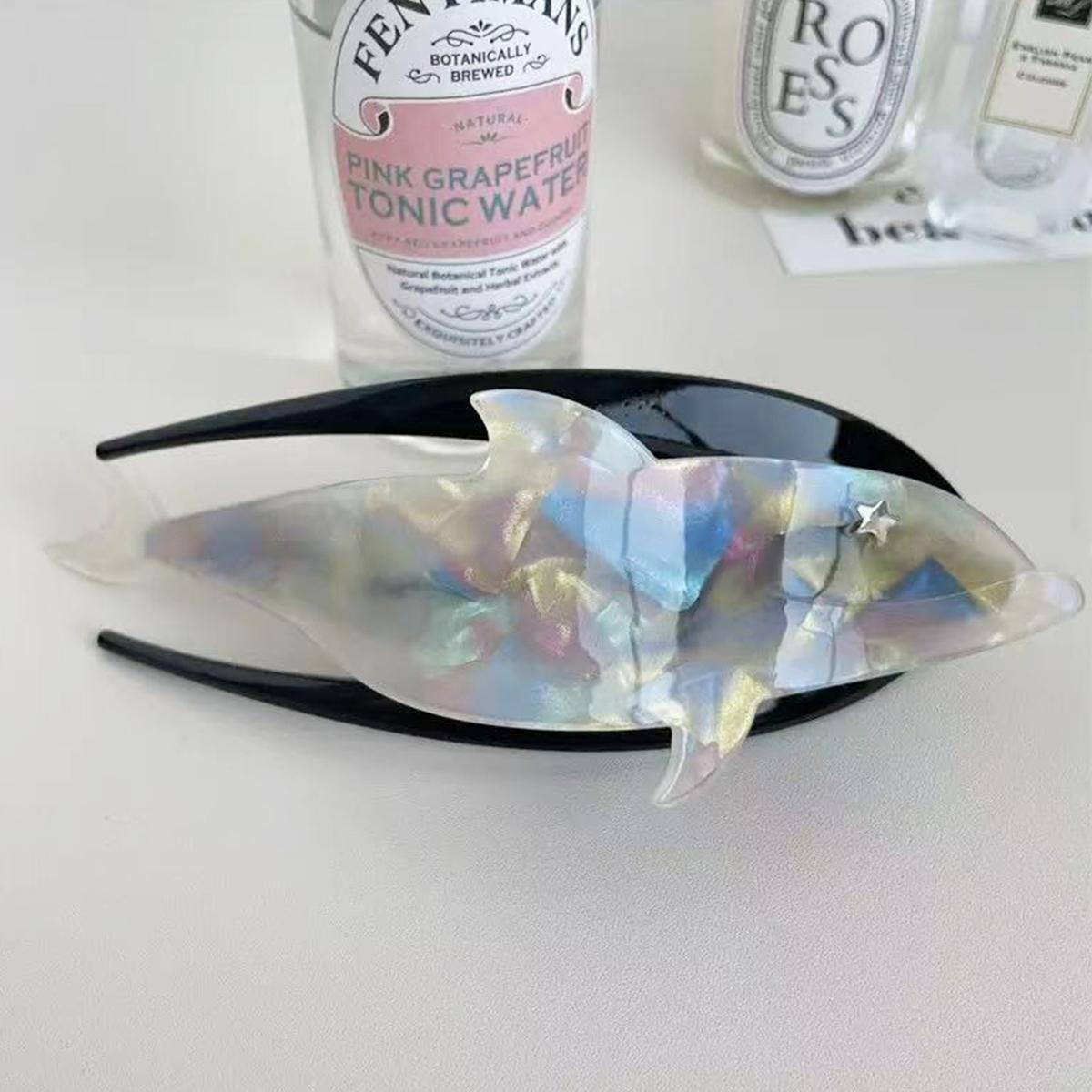 

1 шт. ацетатная заколка-клипса «дельфин» типа «ласточкин хвост», большая горизонтальная клипса, универсальный зажим для волос на затылке, подходит для густых волос