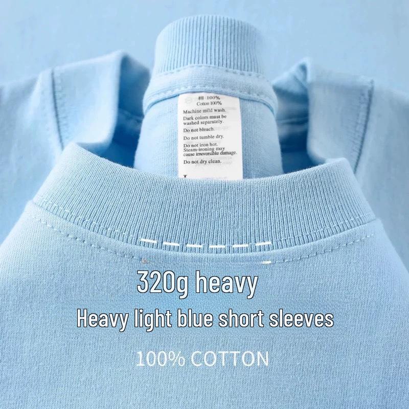 

320г Важка Біла Бавовняна Футболка з Коротким Рукавом для Чоловіків та Жінок - Щільна, Непрозора, Вільного Крою, Ідеальна для Літа. 3XL [190-210 jin]