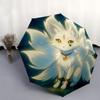 1pc Cute White Nine Tailed Fox Automatic Opening and Closing Folding - A Good Choice for Gifts, Fashionable and Convenient Umbrella With Cut