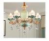Chandelier Luxury Crystal Blue Ceramic For Living Room Ceiling Lamp Villa Bedroom Dining Room Indoor Home Decor Lighting Fixture