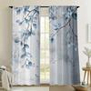 2pc Fresh Blue Leaf Print Curtains   Polyester Fabric   Machine Washable   Suitable for Bedroom and Living Room Decoration