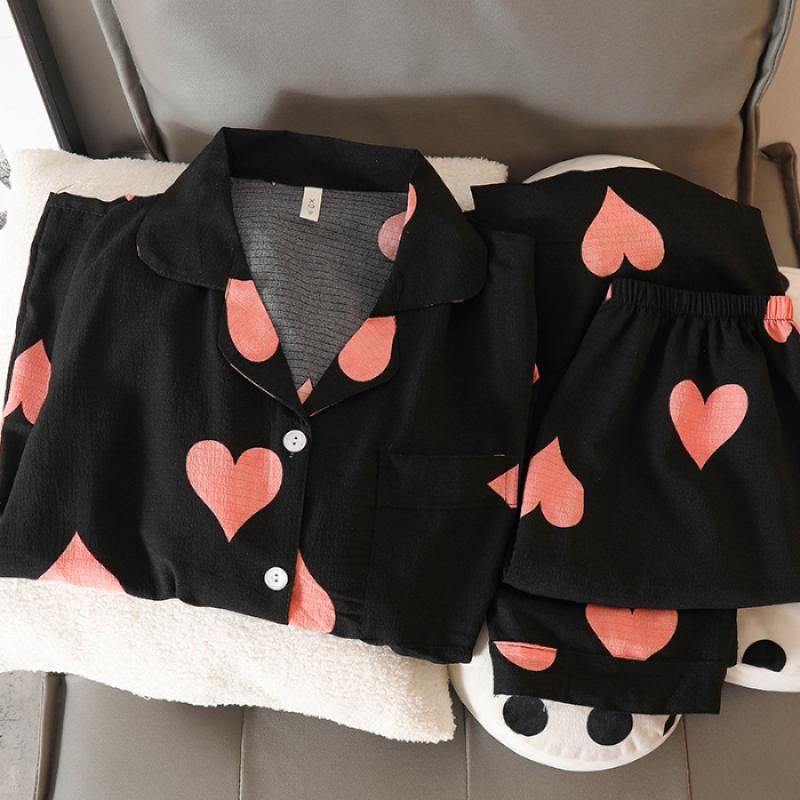 Trendy Print Women's Spring Pajamas Polyester Long Sleeve Pant Female Sleepwear Fashion Classy Home Lounges
