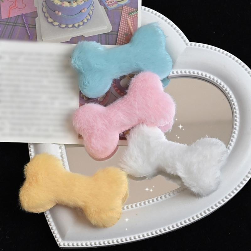 Plush Bone Hair Clip Lovely Cartoon Hairclip Girl Fashion Small Barrettes for Various Event