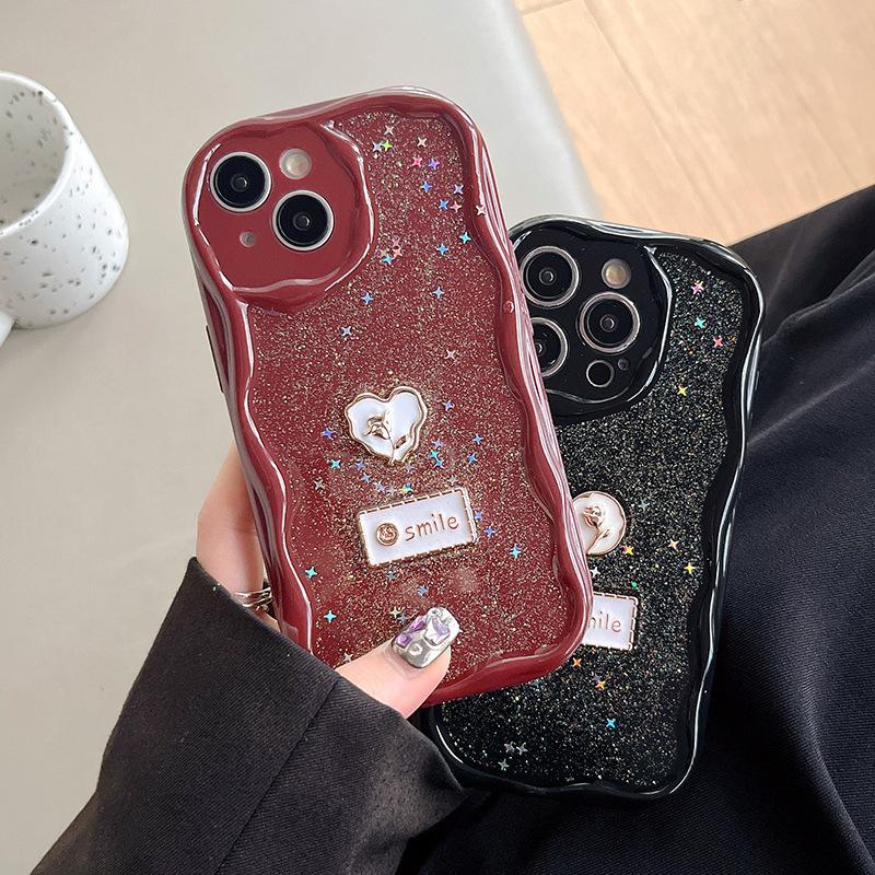 Glitter Star Sequin Mobile Phone Case for IPhone17promax All-inclusive Anti-fall for Apple 16 Love Rose