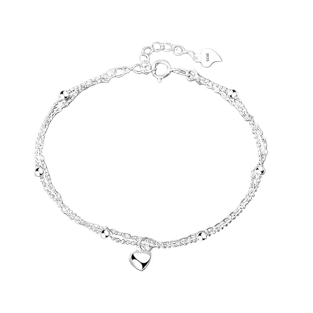 Elegant S925 Sterling Silver Dual Heart Bracelet - Chic, Modern, and Versatile