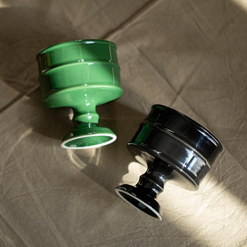 Ceramic High Footed Candle Holder Candle Empty Cup Retro and Simple Soy Wax Container Decoration Aromatherapy Ornament