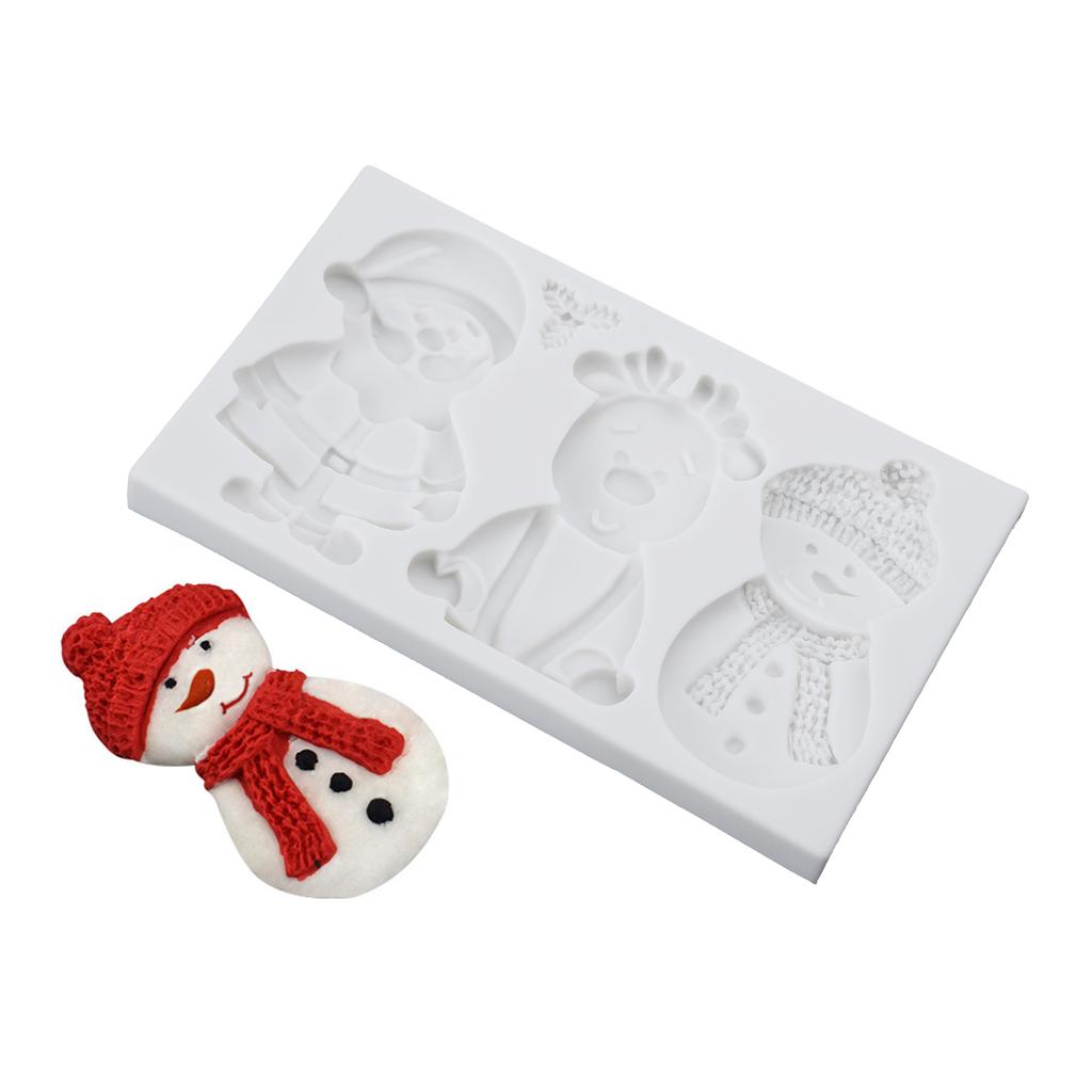 Christmas Santa Silicone Mold Reindeer Shape Baking Tools Handmade Snowman Cake Casting Mould for Baking Enthusiast