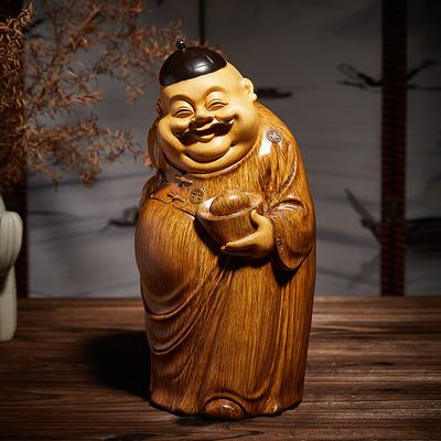 Dekorationen im chinesischen Stil Vermieter Wohnzimmer Gott des Reichtums Skulptur Imitation Holzschnitzerei Couchtischdekorationen Schreibtischdekorationen
