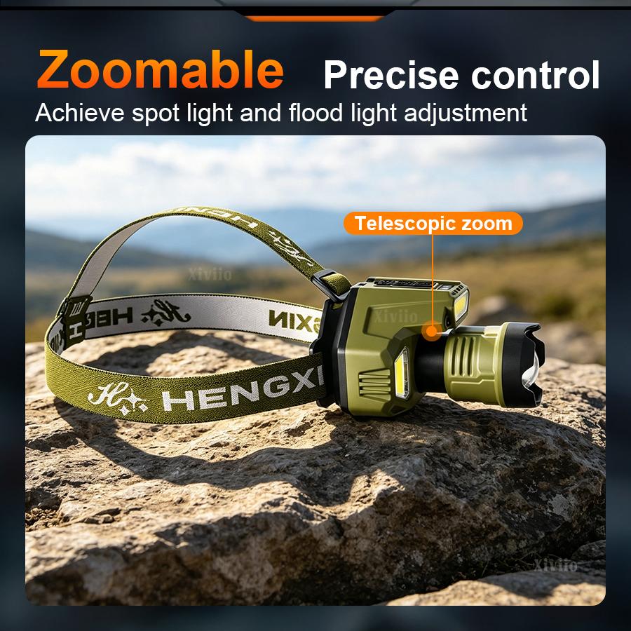 2026 New Powerful LED Headlamp IR Sensor Headlight USB Rechargeable COB Work Light For Camping Hiking Fishing
