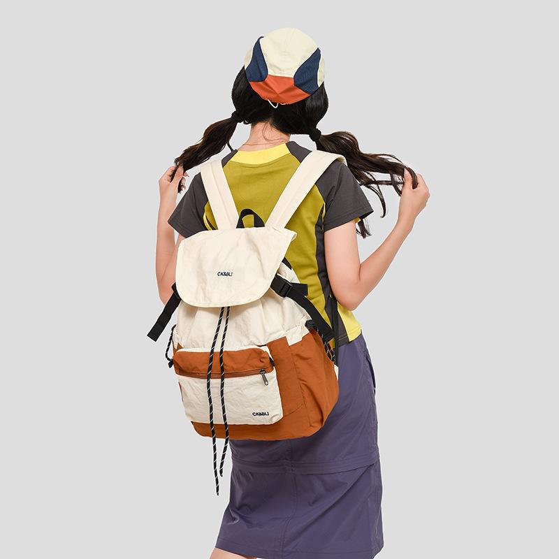 Schoolbag new backpack women's large-capacity leisure outdoor travel bag custom college student contrasting color flip bag