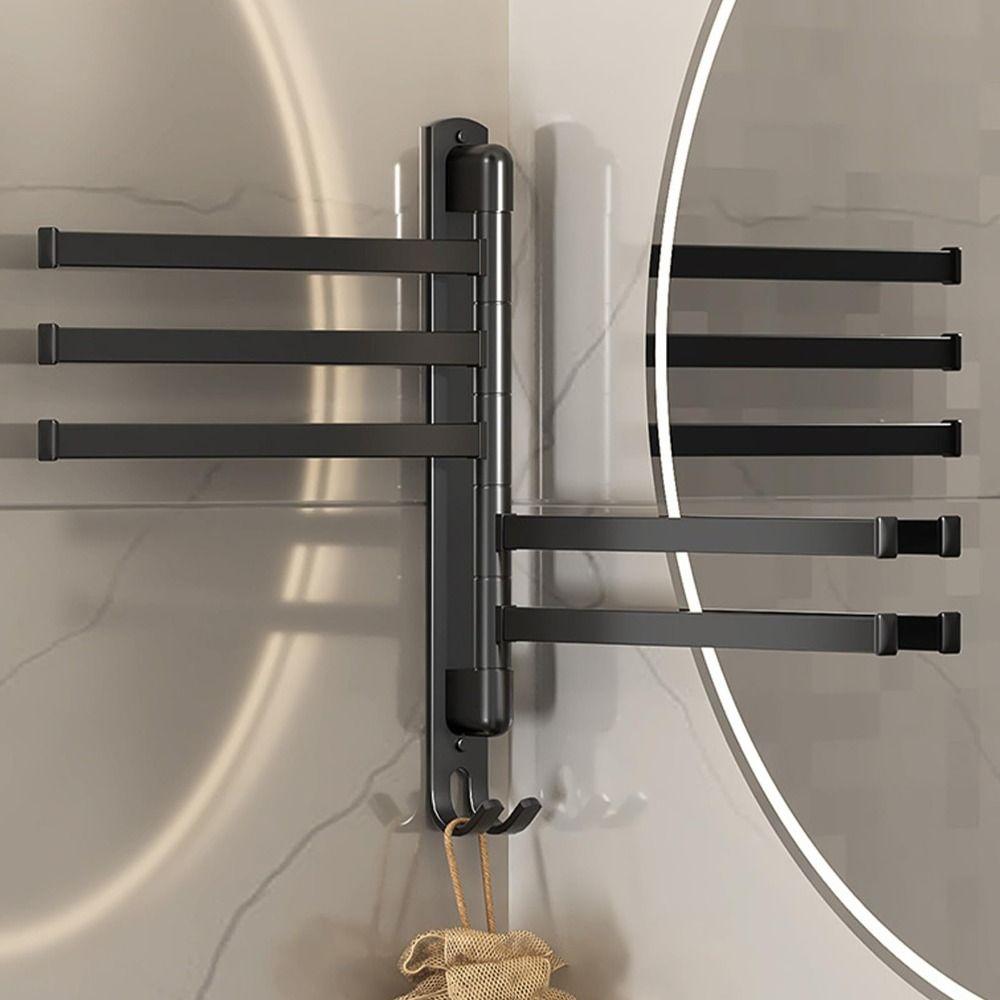 Multi-pole Suction Cup Towel Rack 180°Rotating Clothes Hanger Fashion Bathroom Towel Pole Rag