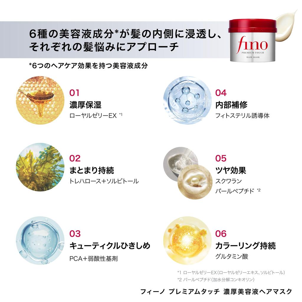 [Amazon.co.jp Exclusive] Fino Premium Touch Rich Serum Hair Mask (230g x 3 packs) + Bonus Hair Care: Repairs Damage, Enhances Shine, and Moisturizes f