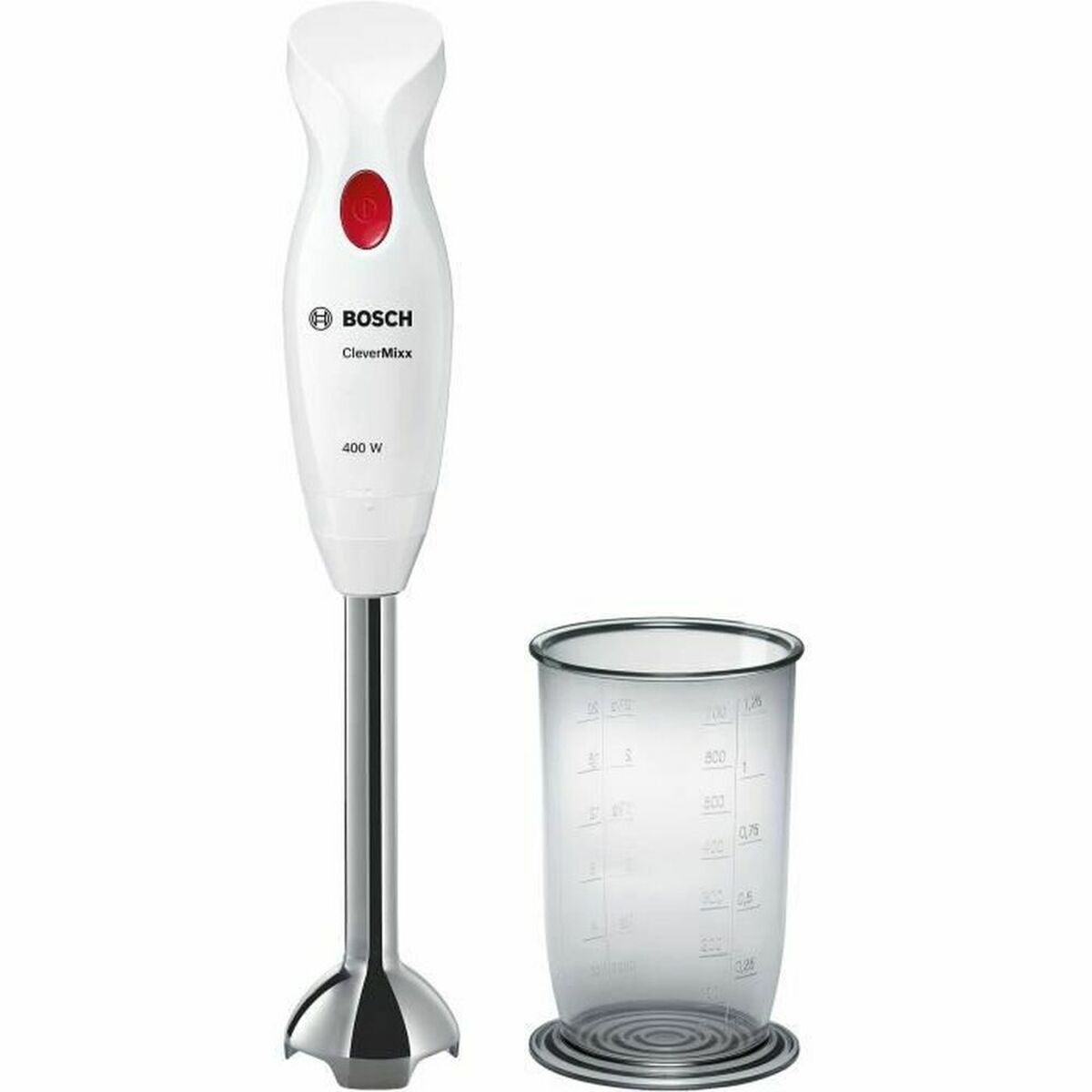 

Погружной блендер BOSCH MSM24100 CleverMixx White 400 Вт TU прозрачный