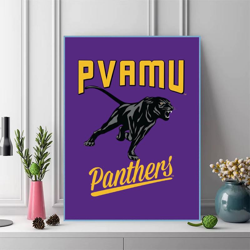 Prairie View A&m Panthers 100% Round Full Drill 5D DIY Diamond Painting Embroidery Cross Stitch Rhinestone Décor