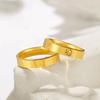 Women's Gold Starry Crushed Ice Ring - Thin Plain Band