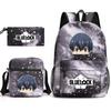 3 Piece School Backpack Set for Students Large Capacity Oxford Cloth Schoolbag with Shoulder Strap and Pencil Case