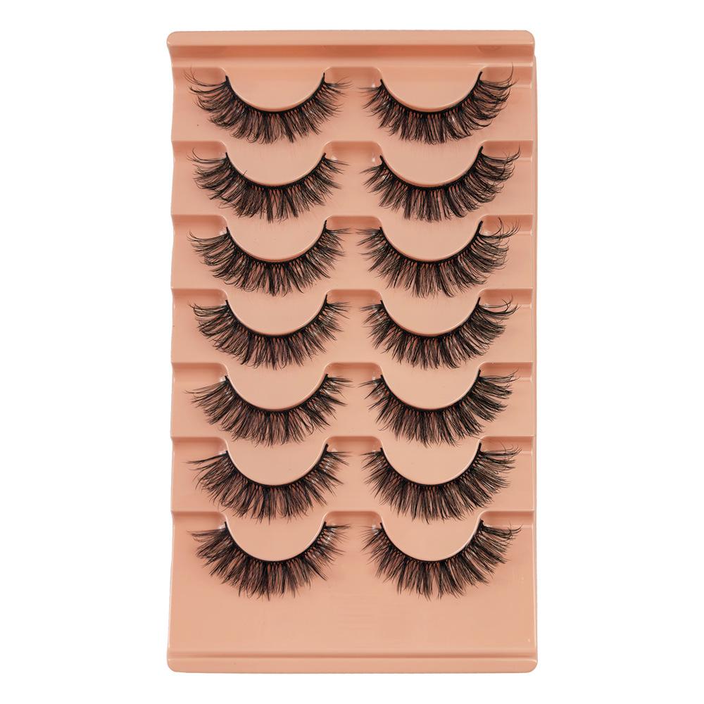 False Eyelashes Naturally Curl Up the Whole Black Stem Multi-layer Three-dimensional Orange Tray, One Piece of 7 Pairs of Eyelashes