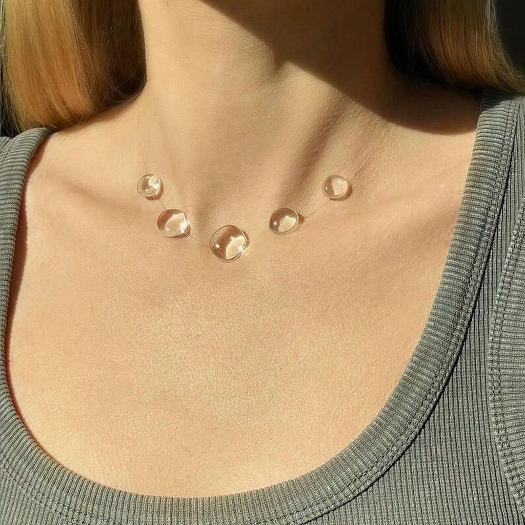 Ins Simulation Water Drop Clear Dewdrop Series Necklace Handmade Glue Dripped Fashion Jewelry Women Niche Gifts Friends
