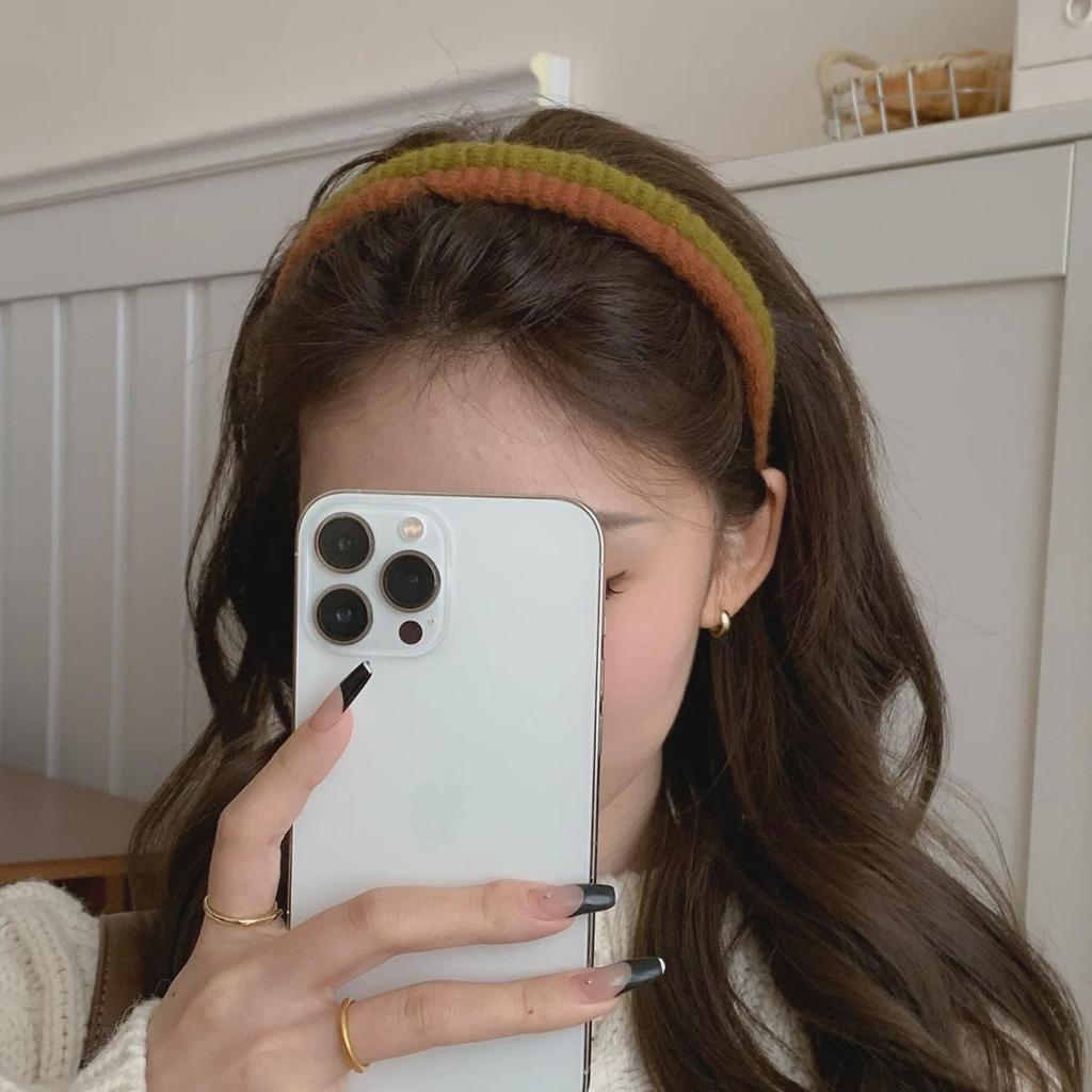 Korean Candy Color Wool Knitted Headband - Wrinkled, Thin Edge, Sweet & Versatile Design for Women