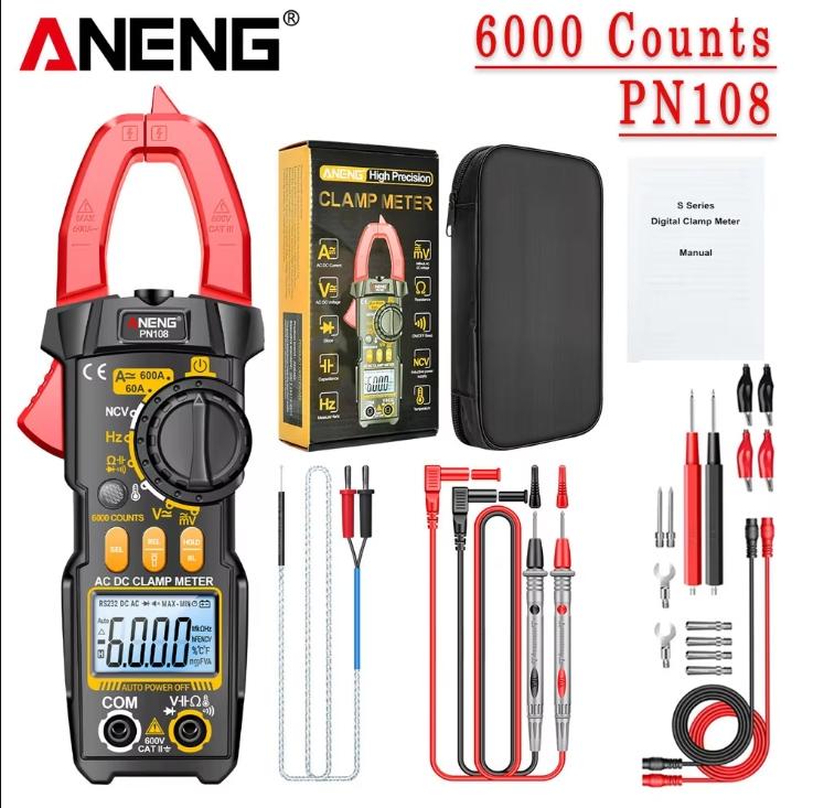 ANENG PN107 PN108 Digital Clamp Meter NCV Induction Ohmmer Tools AC/DC Voltage True RMS Multimeter 600A Current Testers