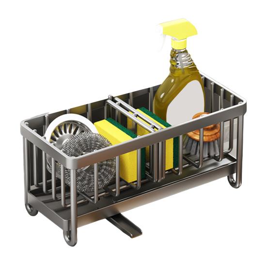 מחזיק ספוג לכיור מטבח עמיד בפני חלודה עמיד בפני קורוזיה מחזיק מברשת ארגונית לכיור מטבח עם פיית ניקוז אוטומטי