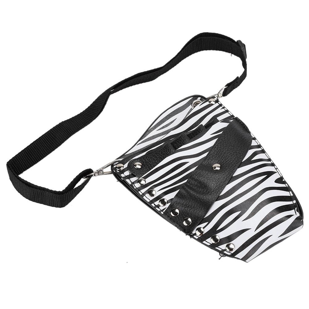 PU Leather Scissors Waist Bag Hair Clip Comb Hairdressing Tool Storage Bag (BlackWhite