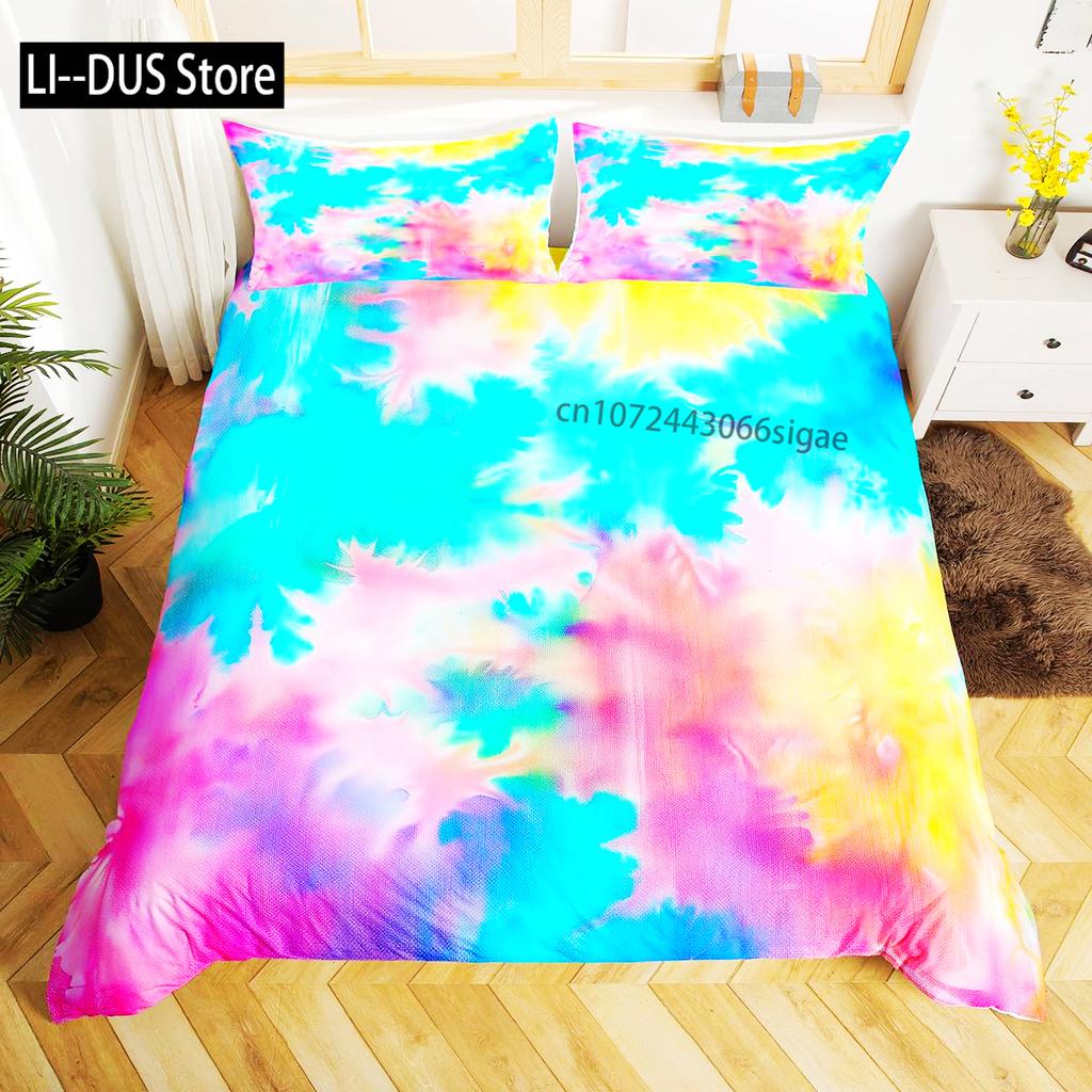 Blauer Ombre Bettbezug Queen Size Ozean Meerblau Weiß Farbverlauf Einfarbig Weiches Bettwäscheset Moderne Abstrakte Kunst Bettdeckenbezug