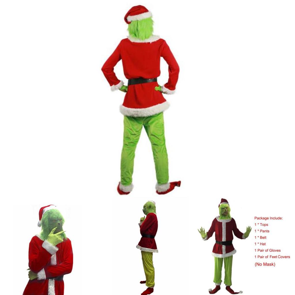 Auffälliges Grinch Cosplay Kostümset für Halloween-Maskeraden