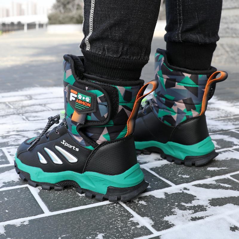 Детская зимняя плюшевая теплая спортивная обувь с высоким берцем из хлопка — фото 5