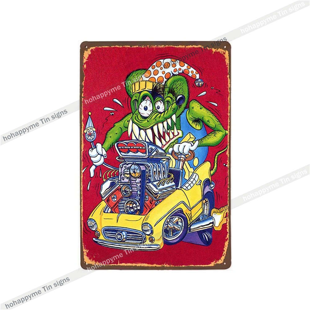 Decor Rat Fink Metal Vintage Sign Retro Decorative Plaque Garage Man Cave Bar Pub Club Tin Painting Home Living Poster 20x30c