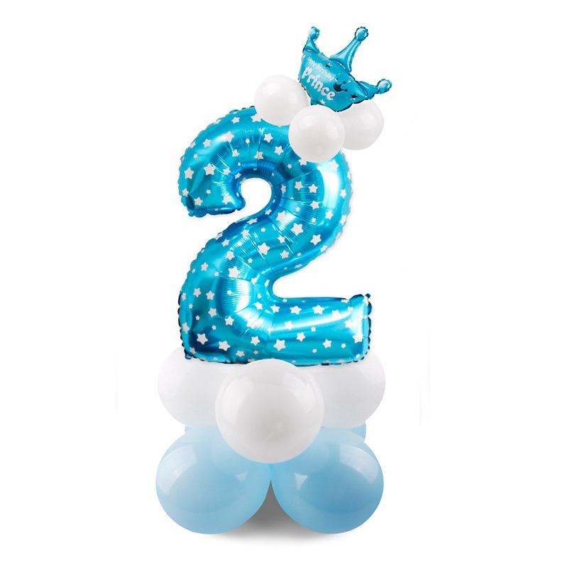 Gradual Change 32 Inch Digital Road Lead Balloon, Column Party Decoration Birthday Aluminum Film Latex Metal Balloon