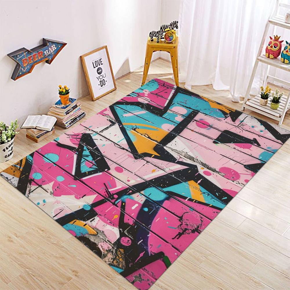 

Colorful Graffiti Street Style Floor Mat with Multiple Options for Living Room Kitchen Carpet Anti Slip Modern Decoration Gifts 50X80CM