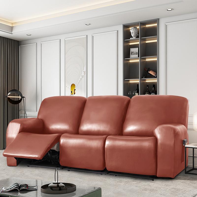1 /2 /3 Seater Waterproof Recliner Chair Cover With Pocket Living Room Pu Relax Armchair Slipcover Recliner Sofa Cover