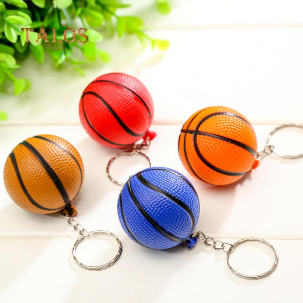 Cute Basketball Shape Sport Stress Ball Link Keychain Key Ring Bag Ornament Suspension Trinket