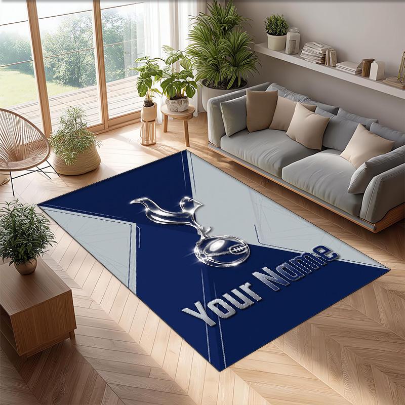 Tottenham Hotspur FC Printed Crystal Velvet Rug Non‑Slip Crystal Velvet Carpet For Sofa Bedroom Indoor Home Decoration