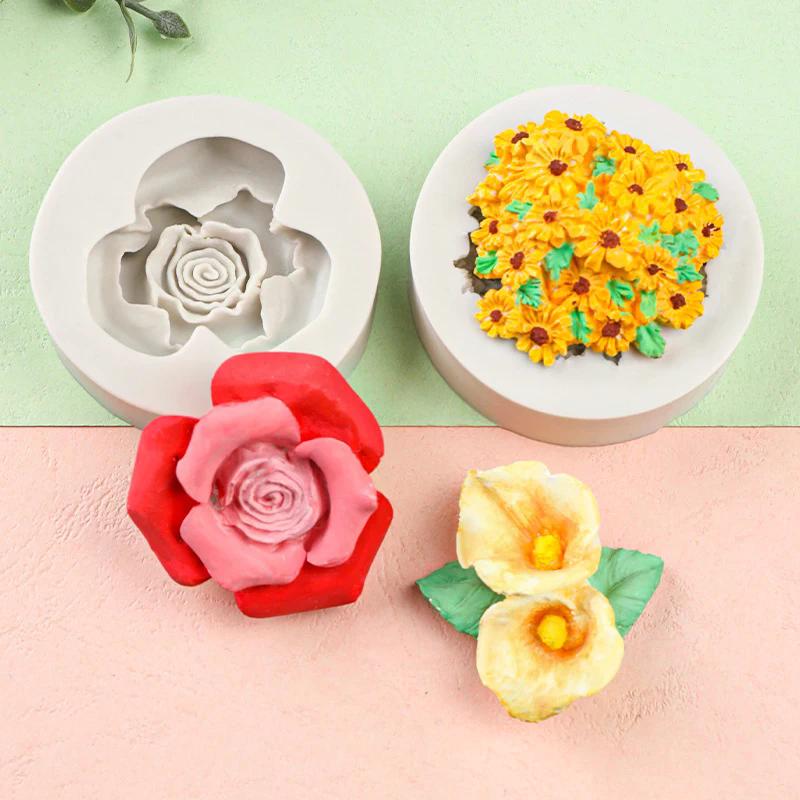 Mini Rose Camellia Flower Silicone Sugarcraft Mold Cookie Cupcake Chocolate Baking Mold Fondant Cake Decorating Tools