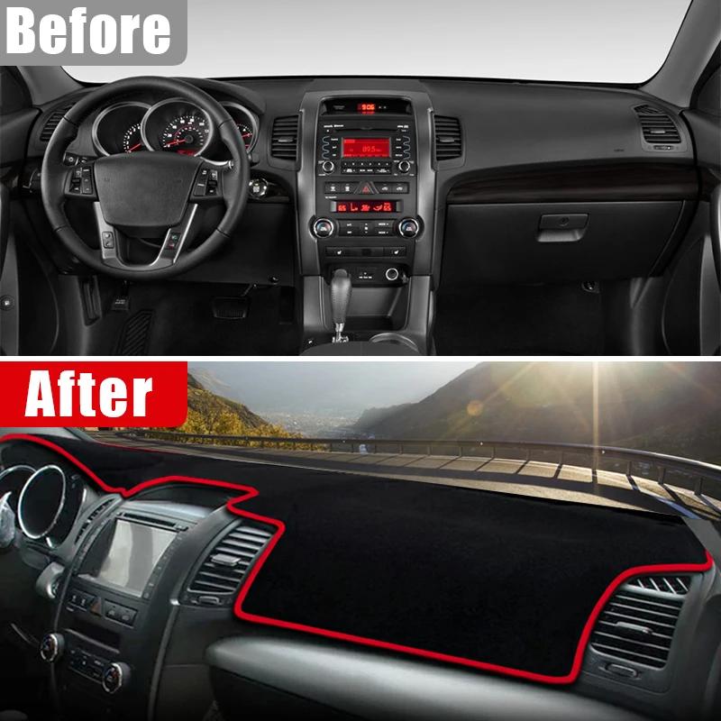 Pro Kia Sorento 2 XM 2009 2010 2011 2012 Kryt palubní desky auta Vyhněte se světelné podložce Sluneční clona Anti-UV koberce Protiskluzová anti-UV podložka