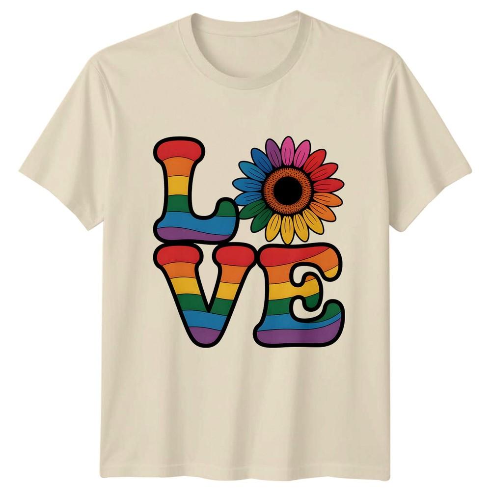 Love Unisexs TShirt Rainbow Sunflower Pride Pride Month Gift For Her