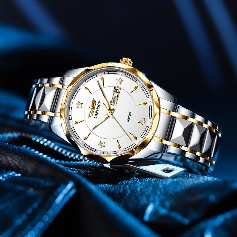 New TOP Brand Luxury Men's Watch With Box Fashion Waterproof Double Calendar Men's Quartz Watches