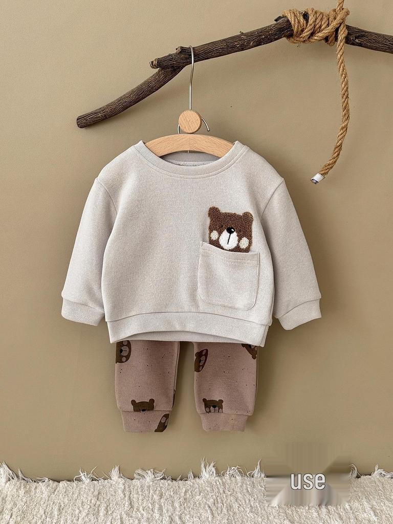 Completo Due Pezzi Orso per Bambini 2025: Felpa con cappuccio a maniche lunghe e pantaloni da jogging per ragazzi e ragazze