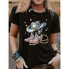 Western Denim Series Printed Short Sleeved Womens Tshirt Fashionable and Casual Versatile All Season Regular Length Shirt