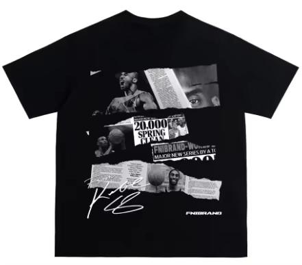 Kobe Tshirt Retro American Streetwear Commemorative Portrait Print Short Sleeve For Unisex And Unisex Trendy Harajuku S