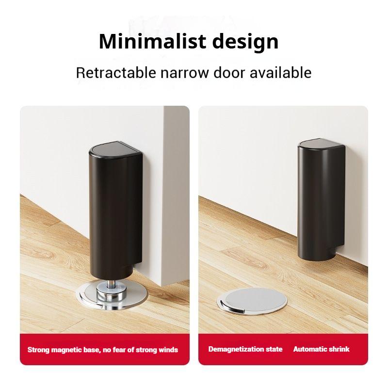 Magnetic Door Stopper Stainless Steel Heavy Duty Door Stop Black Nail-free Door Suction Door Holder Door Stop Hardware