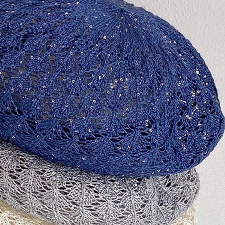 Breathable Hollow Knit Beret Hat Classical French Design Suitable For Most Head Sizes