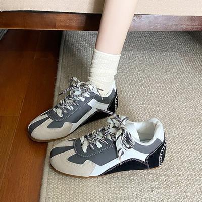 Fashion 2025 Ladies Shoes Lace-up Women's Vulcanize Shoes Fashion Color Matching New Round Toe Best Seller Comfortable Casual Shoes